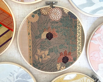 Vintage silk obi wall hanging - tondo 18cm (Series II)