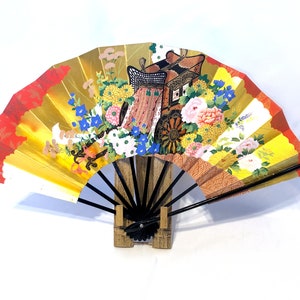 Leque de papel decorativo com suporte de bambu - diferentes padrões disponíveis