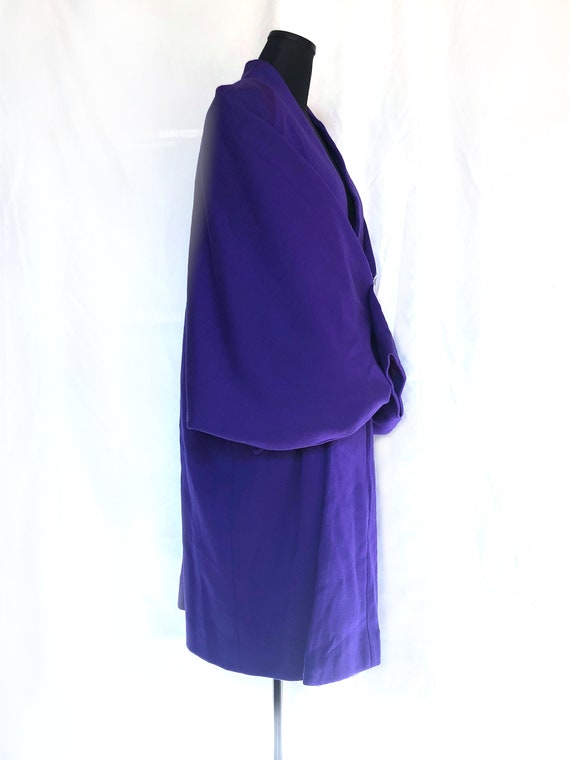 Japanese kimono coat - knitted vivid purple jacket - image 3