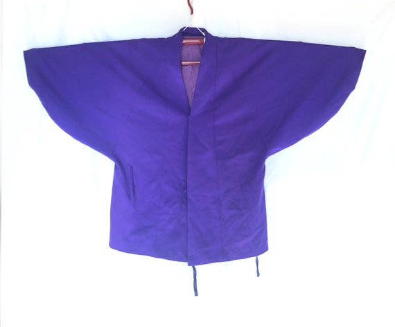 Japanese kimono coat - knitted vivid purple jacket - image 1