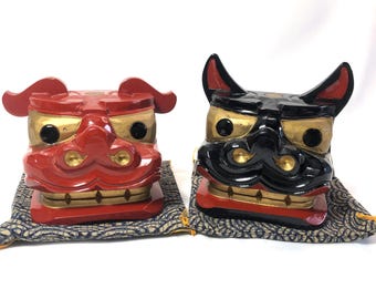 酒田獅子頭 置物 雄雌黒赤一対 伝統工芸品 和風インテリア 獅子頭16体を探す！？お祭りが盛んな街・山形県酒田市で観光スポットを
