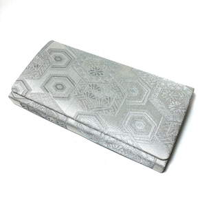 Vintage kimono clutch handbag - hexagonal pattern in silver