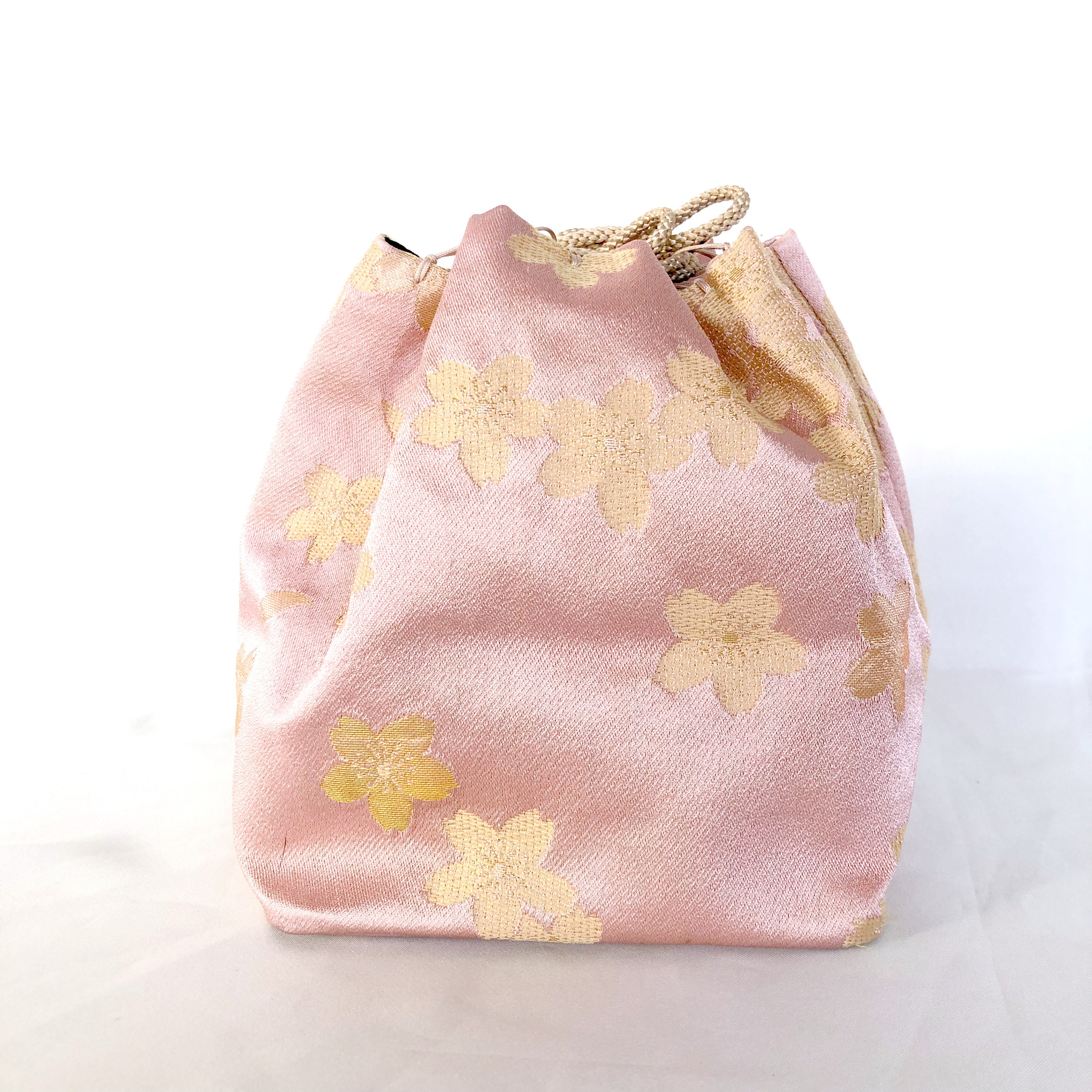 Vintage Japanese Kinchaku Bag – Sakura Cherry Blossom Drawstring