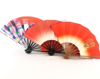 Foldable Japanese paper hand fan with color gradients - different colors available