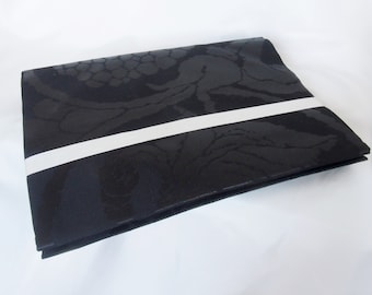 Nagoya obi - black on black florals