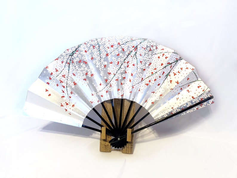 Decorative Paper Fan With a Bamboo Stand Different Patterns Etsy