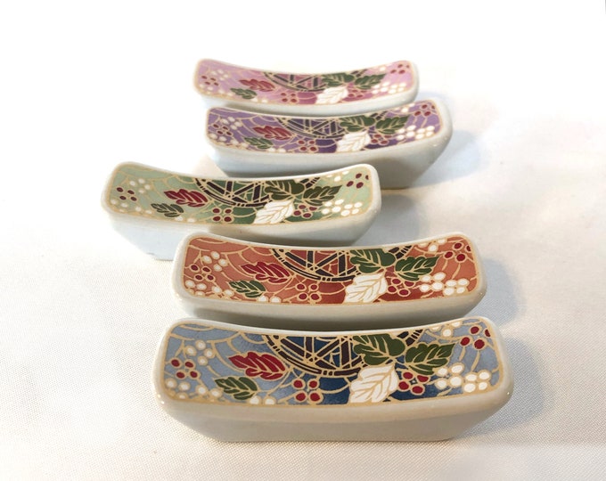 Cute Japanese ceramic hashioki - chopstick / cutlery rest - colorful florals