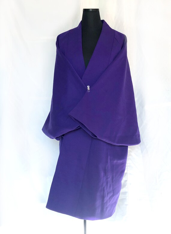 Japanese kimono coat - knitted vivid purple jacket - image 2