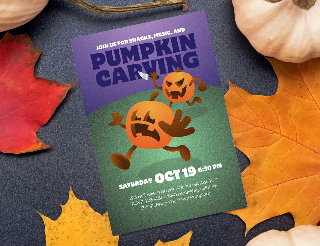 Pumpkin Carving Party Invitation Customizable Template Etsy