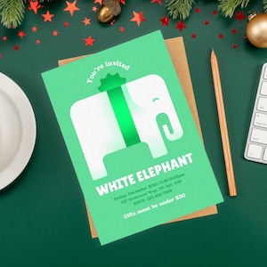 Convite para festa do elefante branco – modelo personalizável