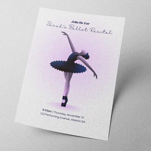 Modelo de convite para recital de dança de balé personalizável