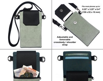 Unisex Sage Green Corduroy Phone Bag, Crossbody iPhone 13 Pro Max Case, Mobile Shoulder Purse