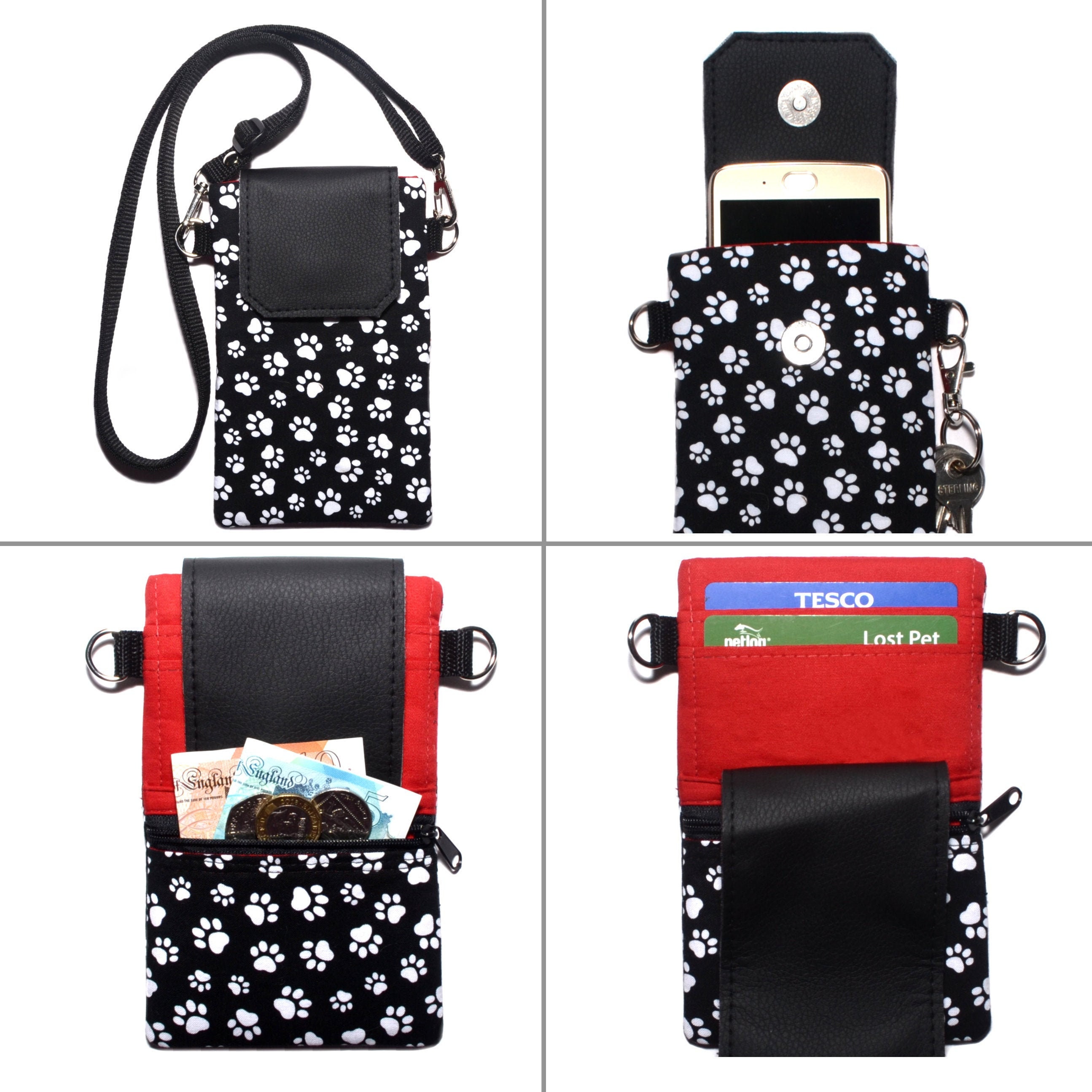 Paw Print Crossbody Phone Bag Mobile Shoulder Case Dog Walk Etsy