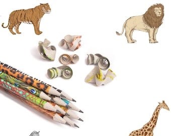 Recycled Paper Wildlife HB Pencils | Eco Friendly Gift | Tree-Free | Plastic-Free | Vegan | Back to School | Teacher Appreciation