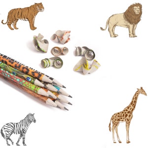 Eco Friendly Recycled Wildlife HB Pencils. Party bag filler, favour, Gift for Kids, Birthday, Handmade, Plastic & Tree Free, Teacher Gift image 1