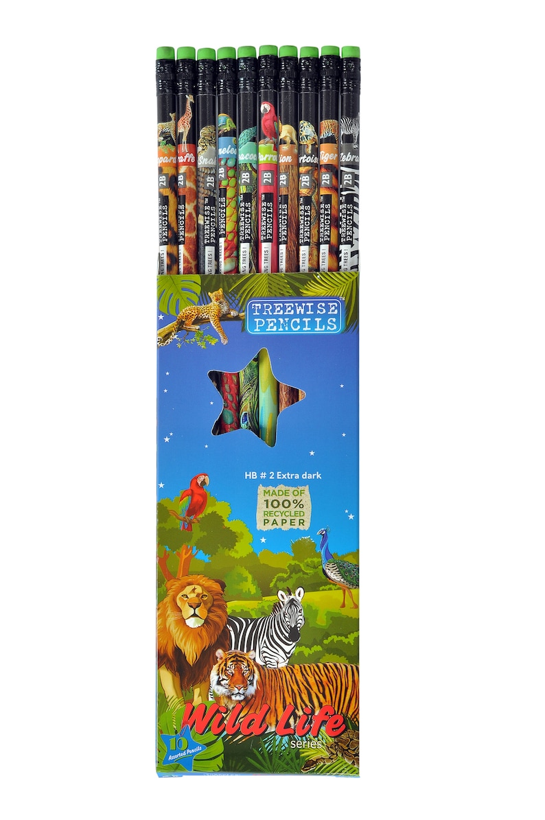 Eco Friendly Recycled Wildlife HB Pencils. Party bag filler, favour, Gift for Kids, Birthday, Handmade, Plastic & Tree Free, Teacher Gift image 4