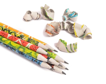 Recycled Paper Fruit HB Pencils | Eco Friendly Gift | Gift for Kids | Handmade | Plastic Free | Tree Free | Back to School | Teacher Gift