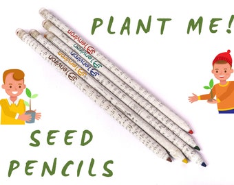 Plantable Recycled & Wood-Free Colour Pencils with seeds | Eco Friendly gift | Gift for kids | Handmade | Plastic Free | Tree Free | Vegan