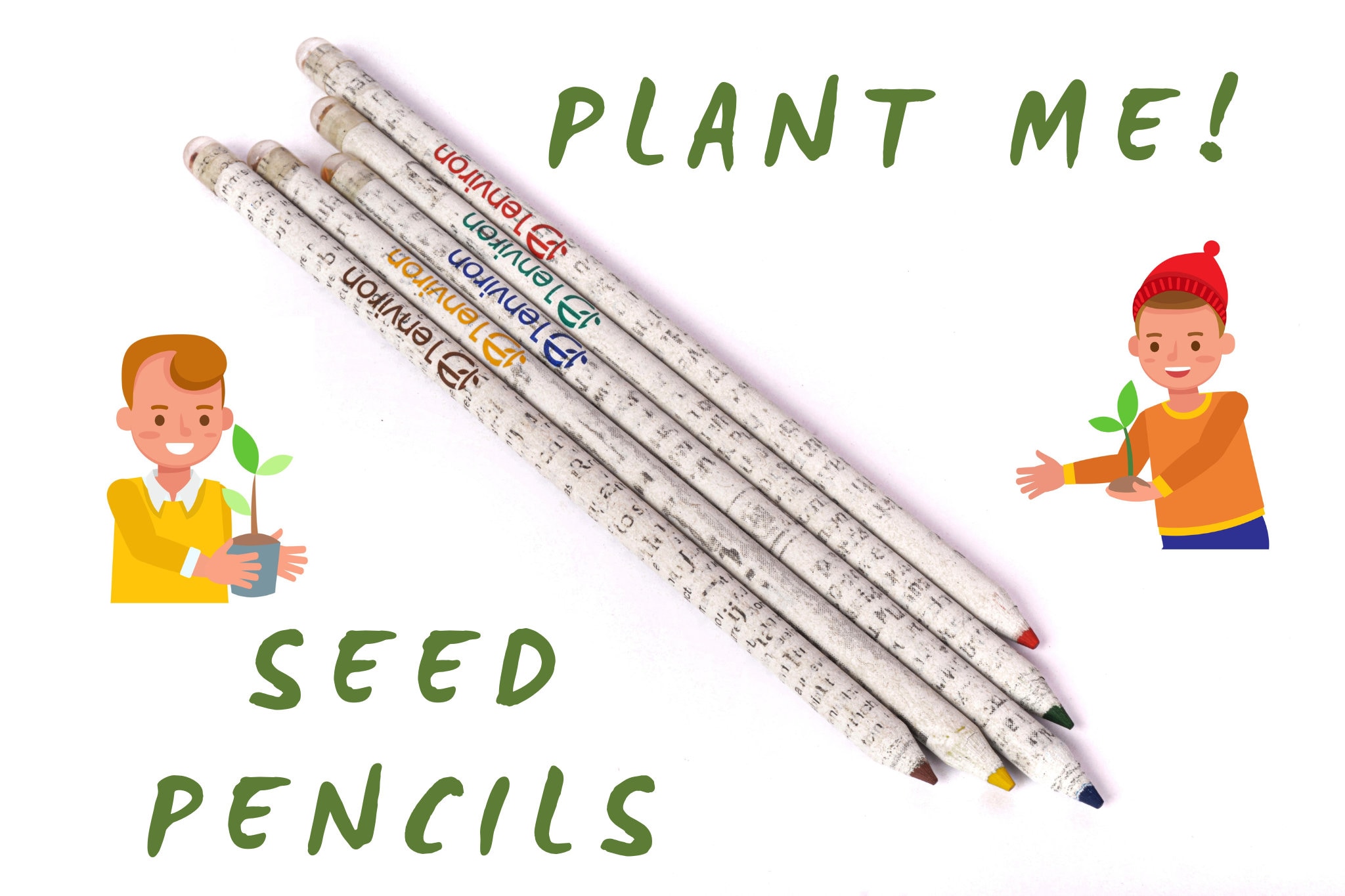 Plantable Recycled & Wood-Free Colour Pencils with seeds | Eco Friendly gift | Gift for kids | Handmade | Plastic Free | Tree Free | Vegan