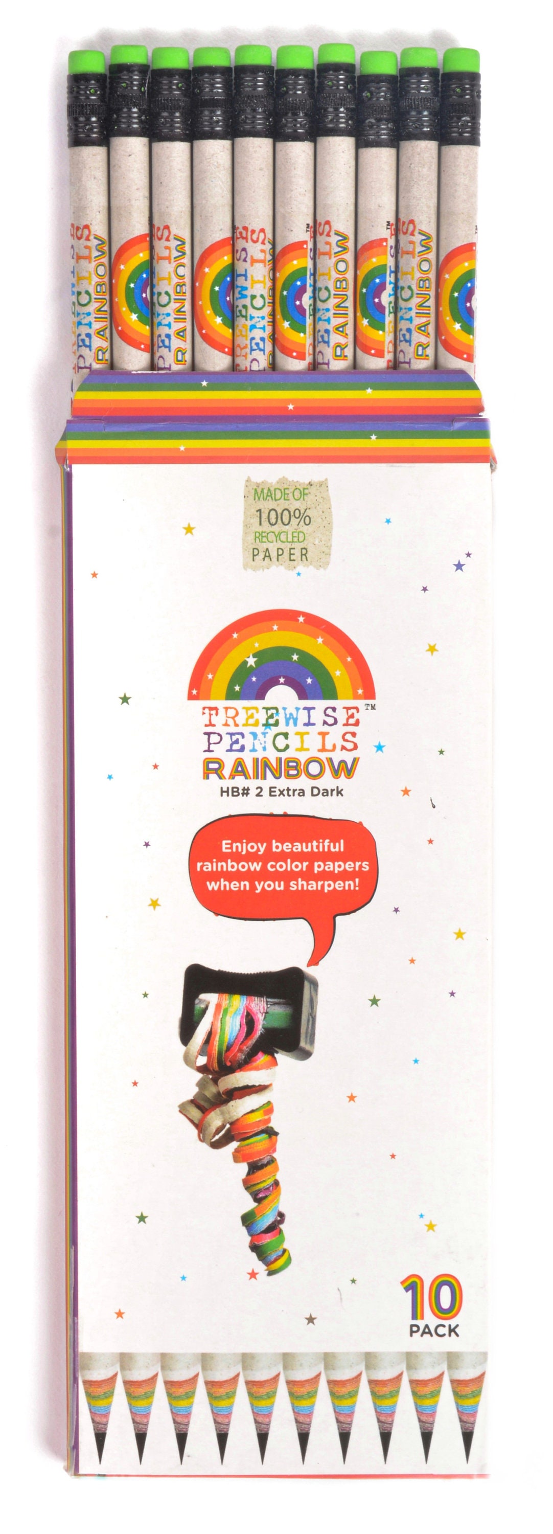 ECOTREE Eco-friendly Rainbow Recycled Paper #2 HB Pencils For