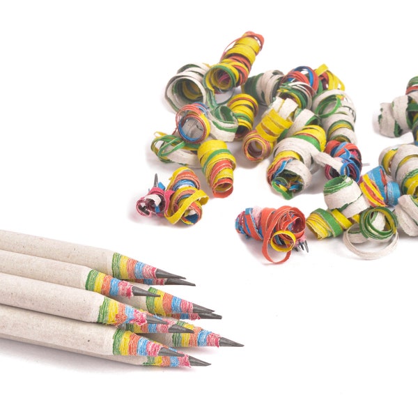 Recycling Papier Regenbogen Bleistifte HB | Umweltfreundliches Weihnachtsgeschenk für Kinder, Lehrer, Partytasche Strumpf Bevorzugung | Handgemacht, Baum & Plastik Frei