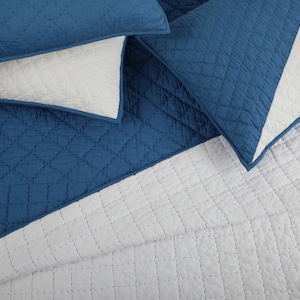Handmade Organic Quilt Set Blanket Coverlet 1 Quilt + 2 Pillow Shams, Oversized Quilt, King Sized Quilt,  Queen Size Quilt, Indian Quilt
