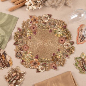 Set of 2 handmade-handcrafted beaded placemat Auburn Placemat beaded charger memorial gift for husband on wedding day