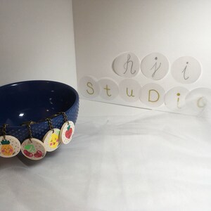 Mixed Fruit Keychains. Hand painted keyring. Wooden keychain.