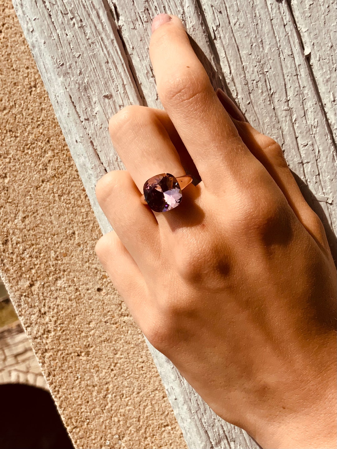 Glass Stone Ring Etsy