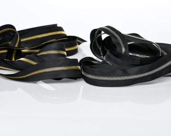RIRI M4 One or Two Way Zipper Combi teeth - Gold or Silver, Black tape