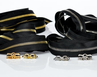 RIRI M6 One or Two Way Zipper Combi teeth - Gold or Silver, Red, Black, Orange