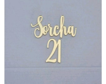 Personalised Cake Charm Acrylic Name, Cross, Birthday Age Cake Topper