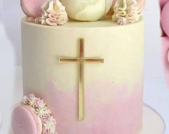 SLIM Acrylic Cross Christening Baptism Confirmation Acrylic Cross Cake decoration