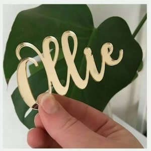 Placa de nombre acrílica personalizada [Precio por letra, no por palabra] l Palabras para amuletos de pasteles l Letreros para pared y puerta l Decoración de mesa l Adorno para pasteles