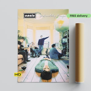 Oasis Definitely Vielleicht 1994 Premium Kunstdruck Liam Gallagher Noel Gallagher Retro 90er Jahre 2025 England England Pop Wanddekor