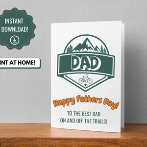 Fathers Day Card For Dad Who Likes To Mountain Bike, Bike Dad Fathers Day Gift, Trail Riding Dad Card. Fathers Day Card Instant Download