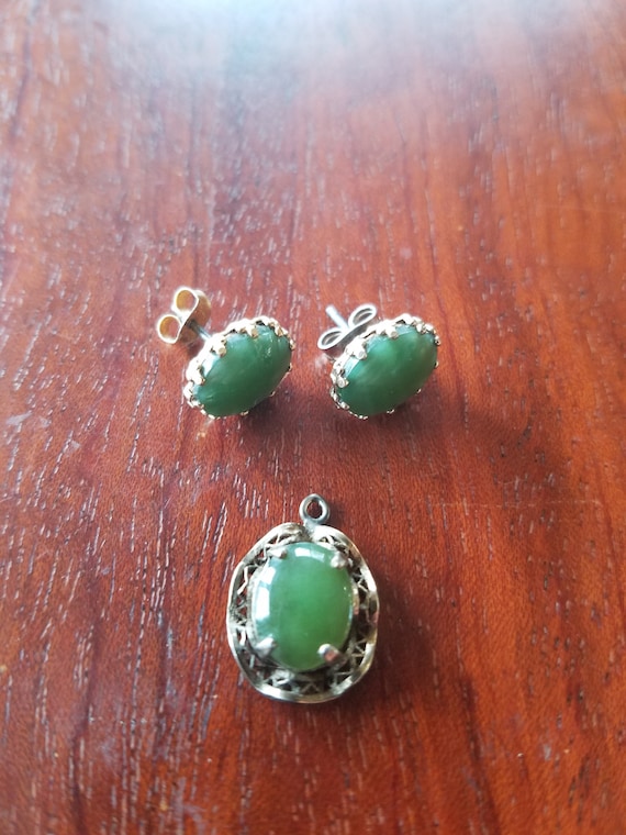 Jade Pendant and Earrings set