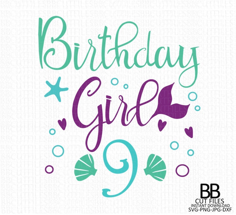 Download Clip Art Silhouette Cut File Mermaid Birthday Shirt Design Mermaid Svg Png 9th Svg 9th Birthday Mermaid Svg Nine Svg Cricut Cut File Dxf Jpg Art Collectibles