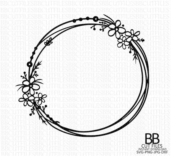 Foral Flower Wreathmonogram Framefloral Frames Etsy
