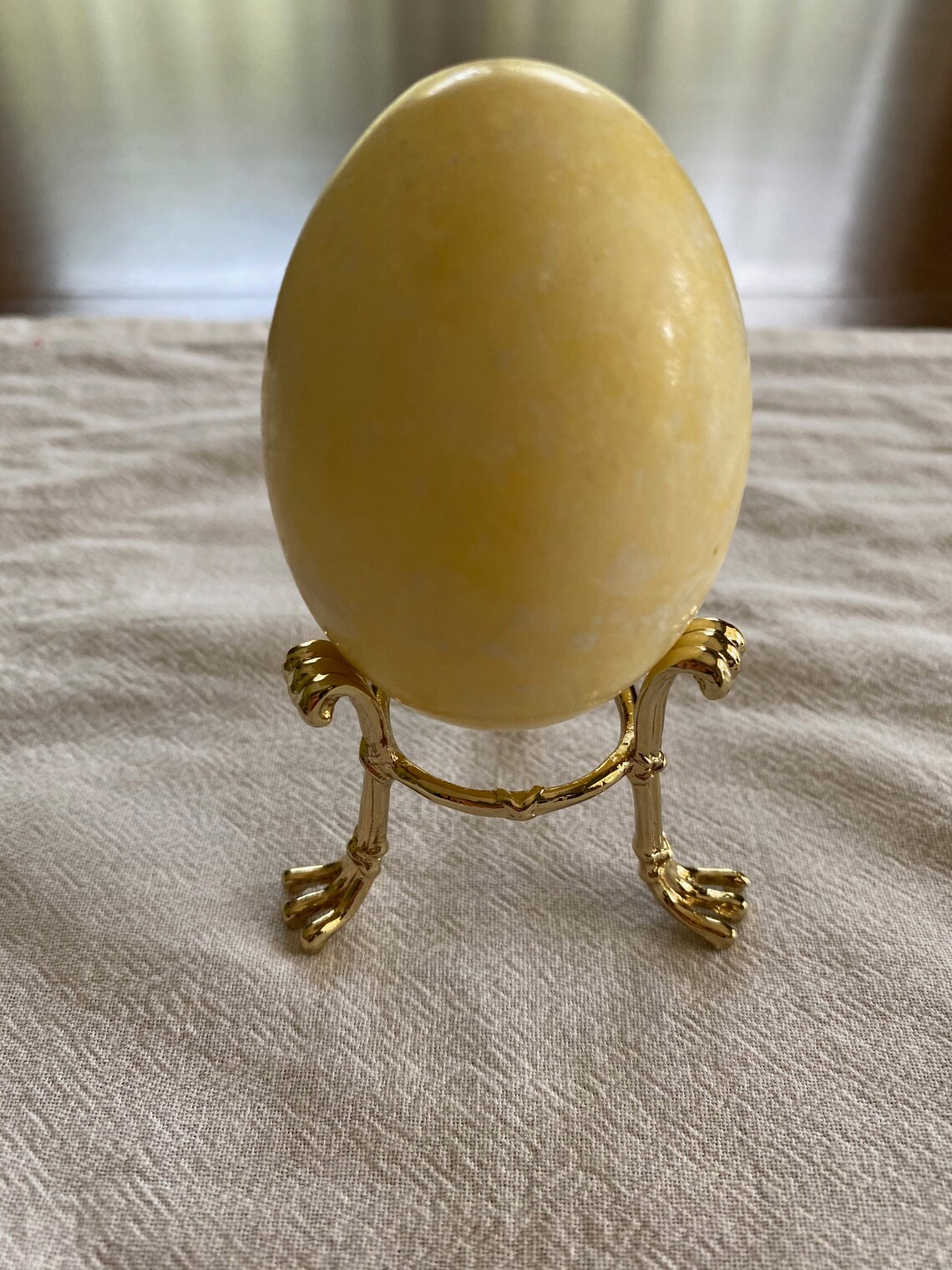 Vintage Yellow Marble Alabaster Egg on a Decorative Gold Tone Etsy