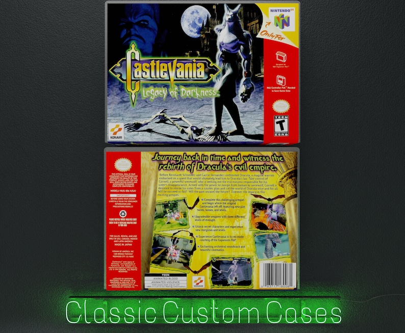 Custom Case Castlevania Legacy of Darkness Replacement Repo Cases N64 Game is not Included