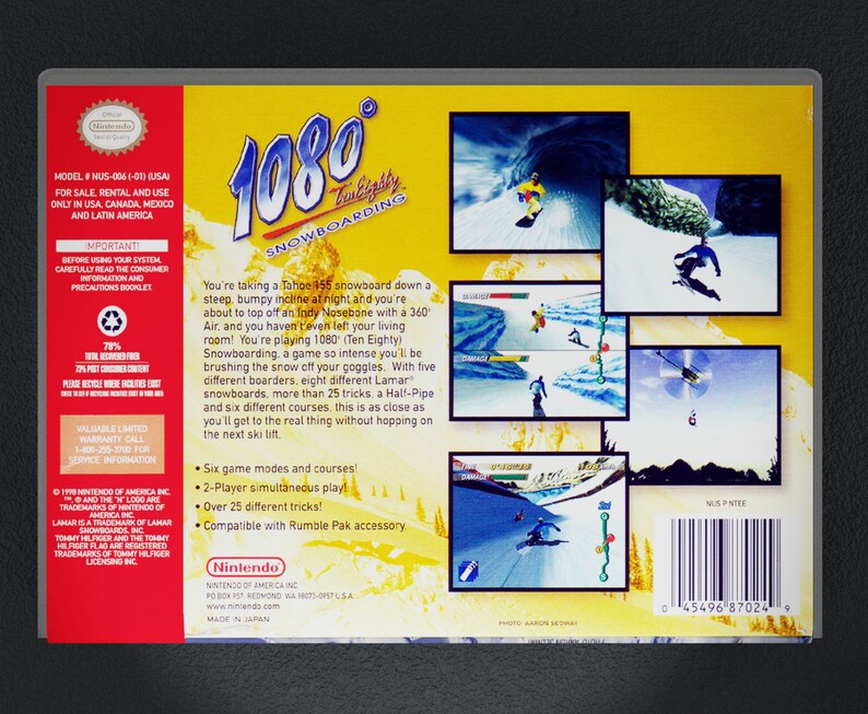1080 Snowbording Custom Case N64 Game is not Included Replacement Repo Cases
