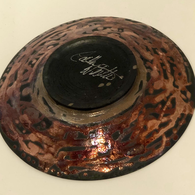 Modern Abstract Raku Pottery Plate