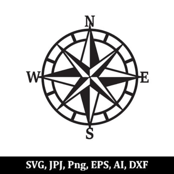 Compass, Compass SVG, Compass Rose SVG, Nautical Compass SVG, Cricut, Silhouette, Glowforge, Instant Download Svg, Dxf, Png, Eps, Jpj