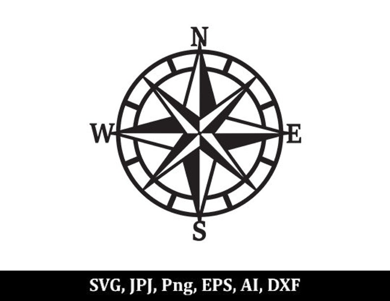 Compass, Compass SVG, Compass Rose SVG, Nautical Compass SVG, Cricut, Silhouette, Glowforge, Instant Download Svg, Dxf, Png, Eps, Jpj image 1