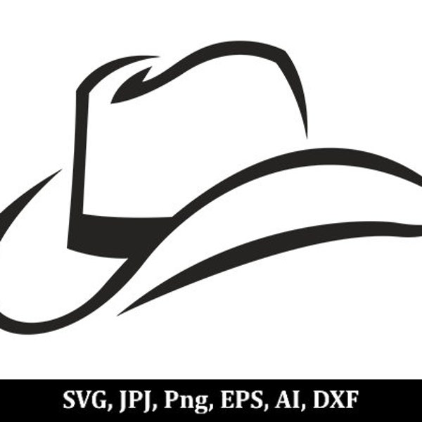 Cowboy Hat Svg, Cowboy Svg, Cowgirl Hat Svg, Western Svg, Cowboy Hat Png, Clipart, Vector, Country Hat Svg, Hat Svg, For Cricut & Silhoutte