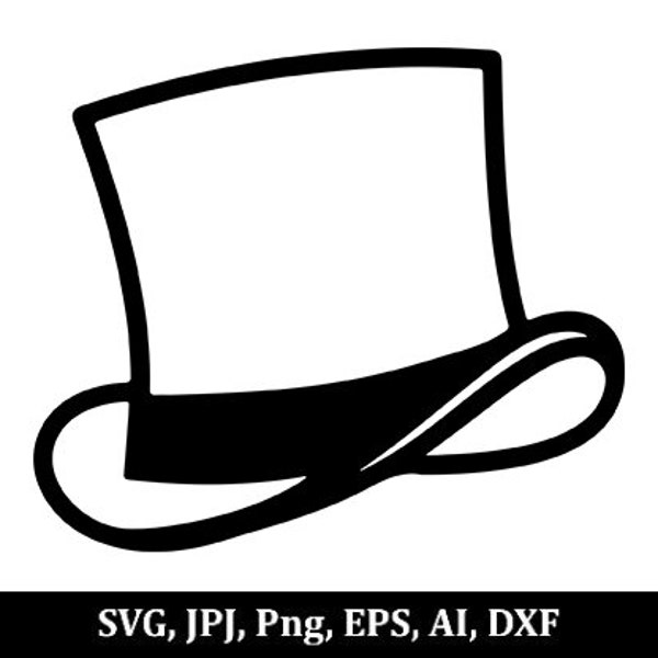 Top Hat SVG, Top Hat DXF, Top Hat PNG, Top Hat Clipart, Top Hat Silhouette, Top Hat Cut File, Instant download jpj,png,dxd,svg,eps,ai