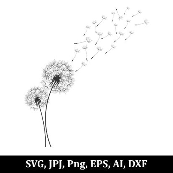 Dandelion SVG, PNG, EPS, Dandelions SVg Bundle, Instant Download, Digital Download, Floral Clipart, Flower Silhouette SvG