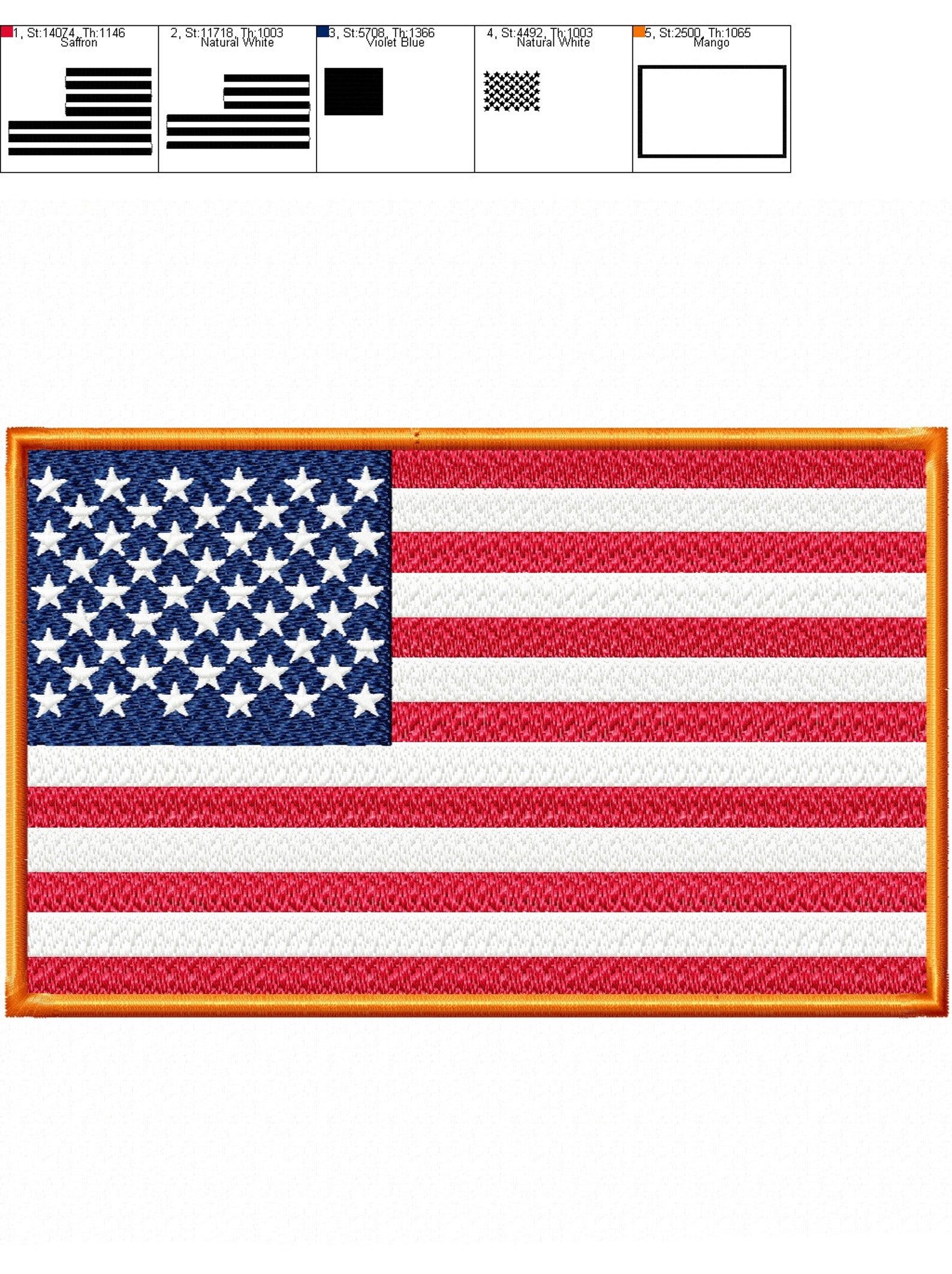 USA flag stitch filled machine embroidery design. Instant Etsy