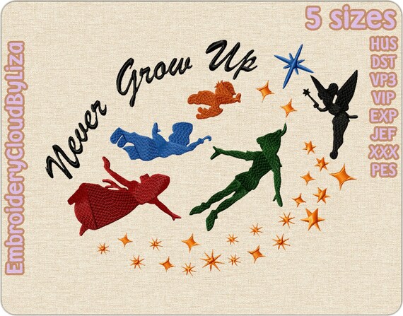 Never Grow Up Stitch Filled Machine Embroidery Design Ver 2 Etsy